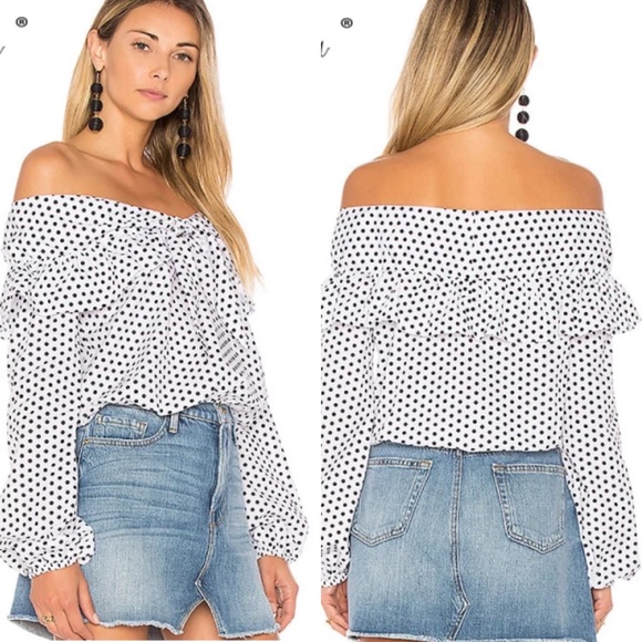 Lovers + Friends Rebecca top in black and white dot M - Picture 5 of 5